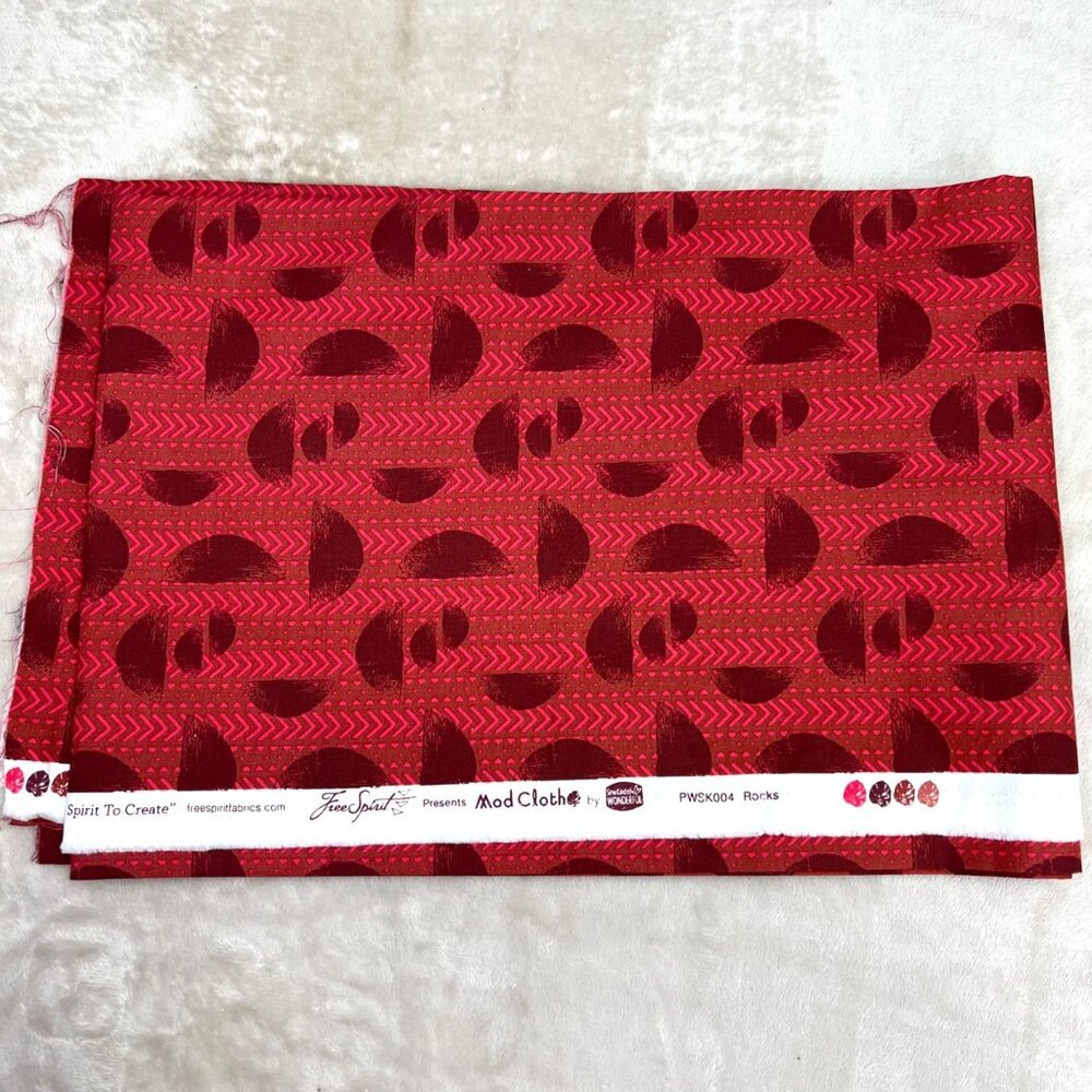 Free Spirit Mod Cloth Fabric Sew Kind of Wonderful Rocks Brick Red Pink 1.83 Yds